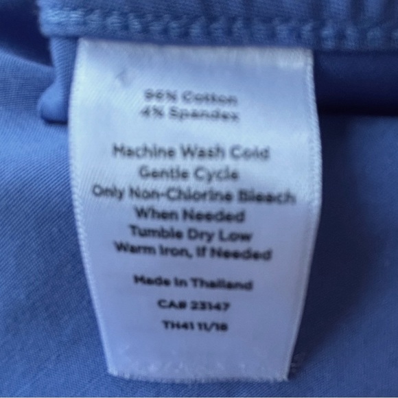 Talbots Classic Blue Short Sleeve Blouse, No- iron, Button Front and on Sleeves - Picture 5 of 6